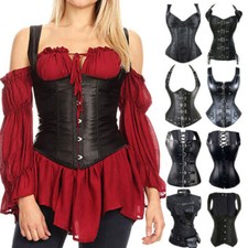 Womens Black Overbust Boned
