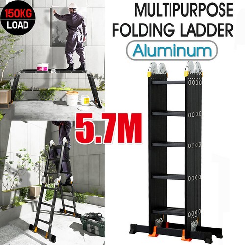 Folding ladder aluminium - 5.7m,