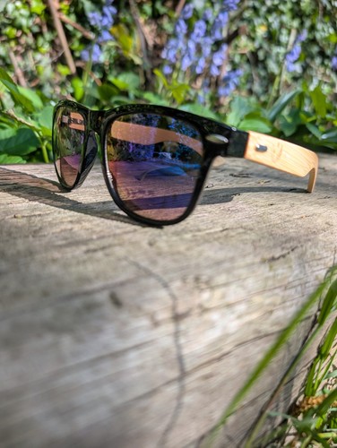 Black bamboo panda sunglasses - black,