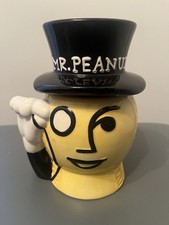 Vintage Mr Peanut Ceramic Cookie / Biscuit Jar Empty (Planters Peanuts) In VGC