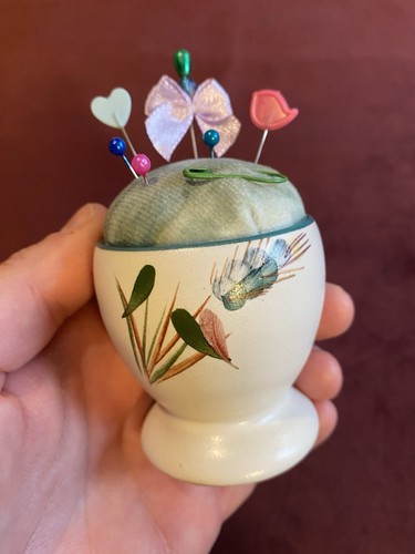 Upcycled vintage egg cup pin - upcycled,