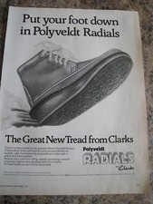 PUT YOUR FOOT DOWN IN POLYVELDT RADIALS FROM CLARKS 1977 ADVERT A4 FILE 44