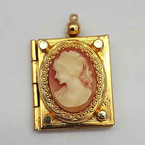 Vintage cameo locket pendant - vintage,