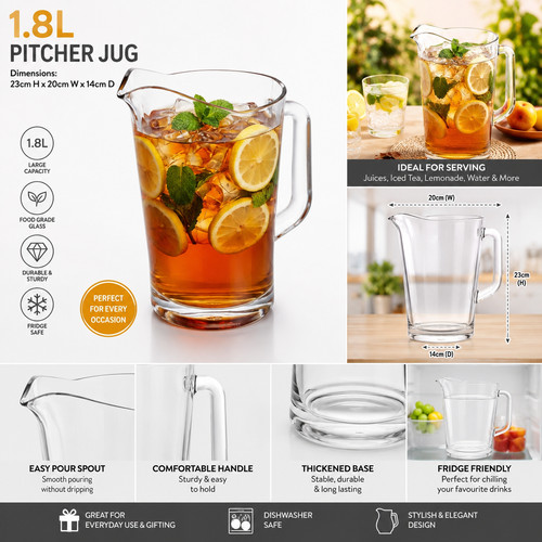 Glass serving pitcher 8l - serving,