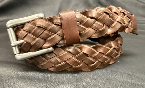Brown plaited leather - plaited,