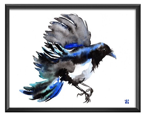 Personalised flying magpie - flying,