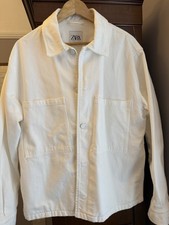 Zara Men’s White Denim Jacket Size L