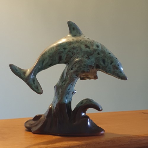 Blue green ceramic - &, dolphin