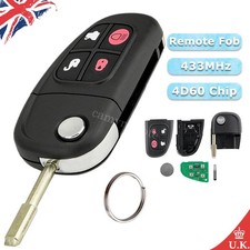 for 2002 - 2009 Jaguar XJ XJR X Type S Type 4 Button Flip Remote Key Fob 433MHz