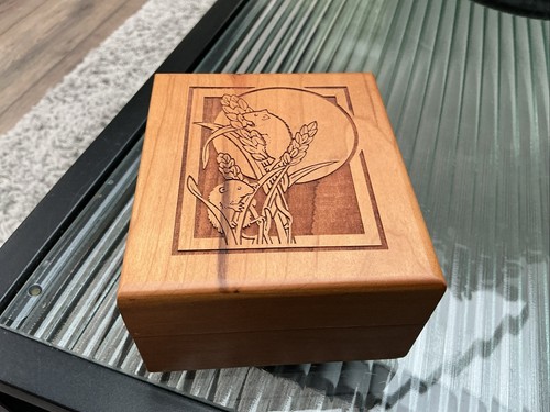 Carved wooden box field mice - box,