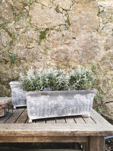 Metal trough planter vintage - trough,