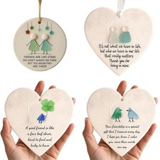 Heart-Shaped SeaGlass Friendship Decor Hanging Keepsake Pendant with Gift B O1Q2