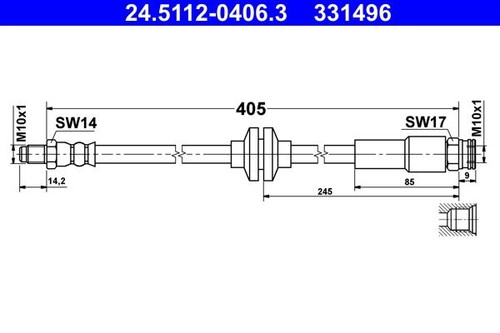 Brake hose for vauxhall - hose, combo