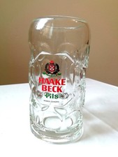Haake Beck Pils dimpled glass beer stein, 1 litre, height 20 cm (1970s)