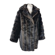 Vintage Tissavel Faux Mink Coat Brown UK 12-14 21" P2P Plush Jacket