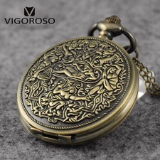 Retro Antique Necklace Pendent Arabic Numerals Quartz Pocket Watch Unisex Gifts