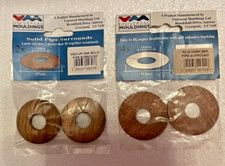 Medium Solid Oak Real Wood Pipe Surrounds/Collars x 4 plus Wood-look Vinyl x 4.