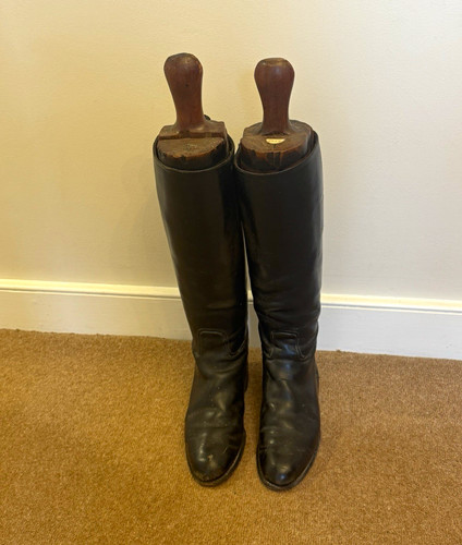 Vintage black leather long - vintage,