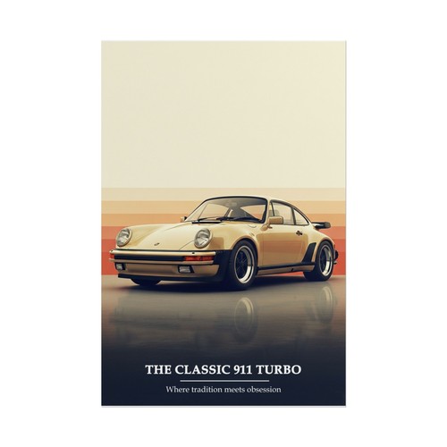 Beige porsche 911 turbo - turbo, poster