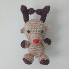 Handmade Crochet Christmas Red Nose Reindeer Decoration