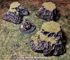 Rock terrain set for tabletop wargames, hand-made and painted, 3 pieces