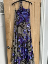 Firetrap Maxi Halter neck Dress Black And Purple With Leather Trim Size S / 10