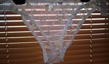 Sexy White and Daisy Frilly SEE THRU Knickers Panties Sissy CD TV  34" - 46"