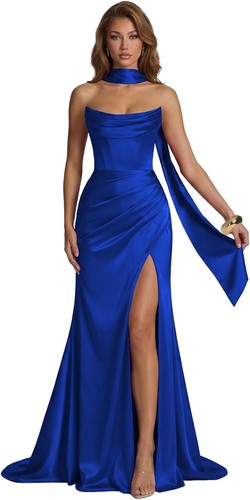 Mermaid satin long prom dress - mermaid,