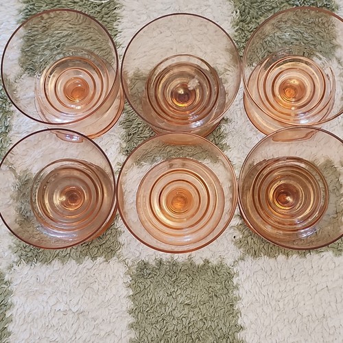 Set pink glass stemmed - set,
