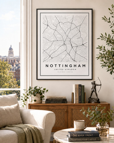 Nottingham city map poster - nottingham,