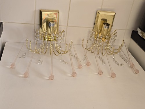 Pair vintage light crystal - pair,