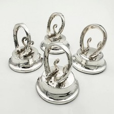 SET 4 NOVELTY HORSESHOE MENU HOLDERS STERLING SILVER BIRM. 1913 LEVI & SALAMAN