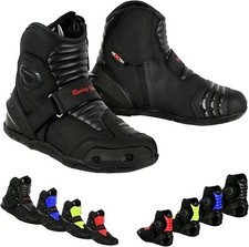 Men Motorcycle Leather Boots Waterproof Motorbike Racing Shoes UK Size Armour CE