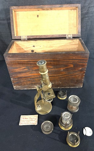Antique brass field microscope - antique,