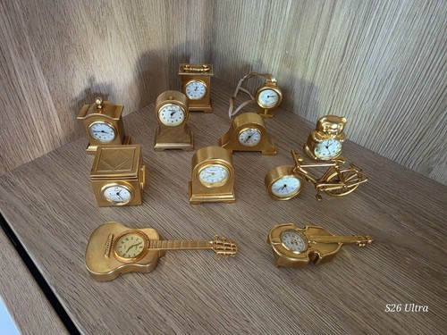 Miniture brass clocks - 11, all