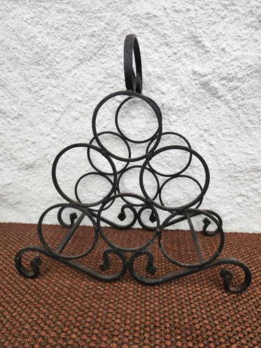 Vintage wrought iron wine rack - vintage,