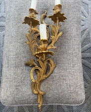 Large antique. Rococo Ormolu gilded metal HEAVY three branch wall light