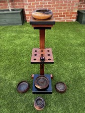 Vintage Wooden Pipe Stand, ashtrays and pipe