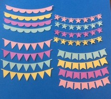 16 bunting die cuts, banners