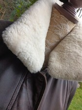 Woman's Lakeland Washed Leather Jacket 12 Brown detachable sheep skin collar