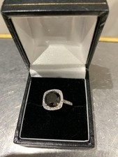 3.5 Ct Black Diamond Engagement Cluster Ring White .42 Diamonds Plat N 1/2 £7550