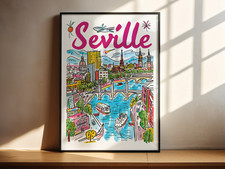 Seville Illustrated Map Print