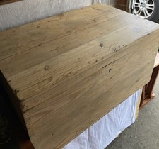 Antique Pine Blanket Box Toy Storage Trunk Ottoman