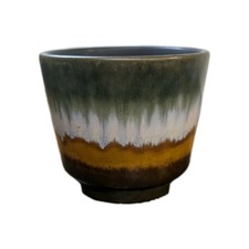 West German Plant Pot Vintage 806-12 Green White Orange Brown Multi Small 10 Cm 