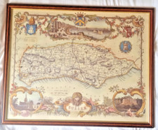 1832 Original on Canvas Thomas Moule Map Sussex Chichester Selsey Bill Bognor