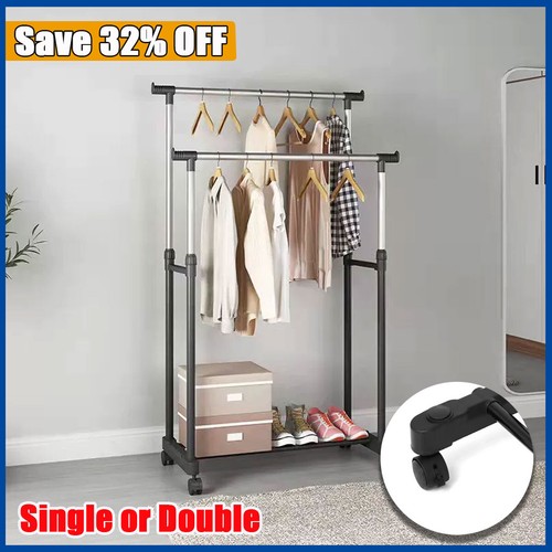 Movable metal clothes rail - metal,