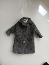 Vintage Sindy Happy Traveller Grey Wool Felt Coat/ Red Stitching 1966