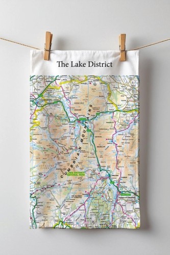 Map tea towel lake - os,