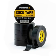 6 ROLLS - SPORTTAPE Sock Tape - 1.9cm x 20m - PVC Football Shin Pad Tape