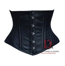 Genuine Leather Corset Steel Boned Corset Waist Training Womens Waspie Corset
